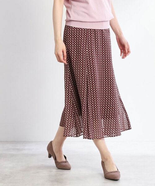 Reflect / リフレクト ロング・マキシ丈スカート | 【WEB先行カラーあり/マシンウォッシュ可/ウエスト総ゴム】コツキ幾何柄ロングスカート | 詳細13