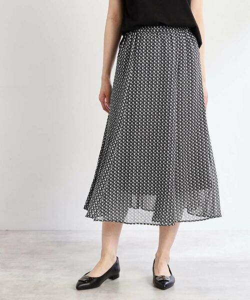 Reflect / リフレクト ロング・マキシ丈スカート | 【WEB先行カラーあり/マシンウォッシュ可/ウエスト総ゴム】コツキ幾何柄ロングスカート | 詳細15