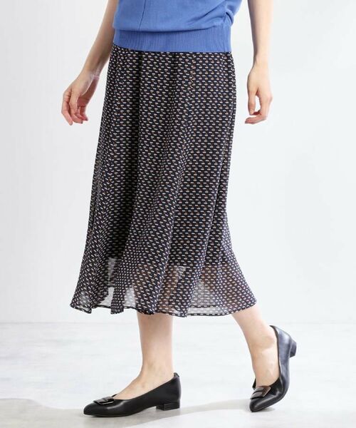 Reflect / リフレクト ロング・マキシ丈スカート | 【WEB先行カラーあり/マシンウォッシュ可/ウエスト総ゴム】コツキ幾何柄ロングスカート | 詳細8