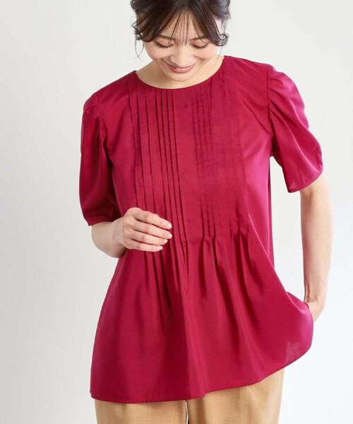 Reflect / リフレクト シャツ・ブラウス | 【すっきり見え！長め丈】ピンタックデザインチュニックブラウス | 詳細1