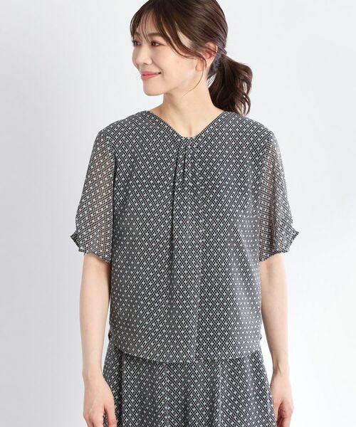 Reflect / リフレクト シャツ・ブラウス | 【マシンウォッシュ可/セットアップ可】コツキ柄プリントブラウス | 詳細22