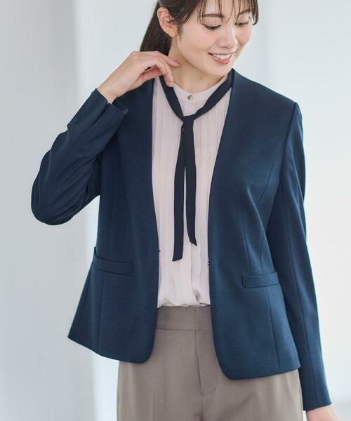 Reflect / リフレクト ノーカラージャケット | 【匠シリーズ／すっきり見え／セットアップ可】匠ジャケット／ノーカラー | 詳細1