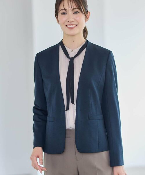 Reflect / リフレクト ノーカラージャケット | 【匠シリーズ／すっきり見え／セットアップ可】匠ジャケット／ノーカラー | 詳細2