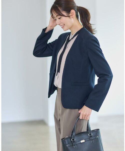 Reflect / リフレクト ノーカラージャケット | 【匠シリーズ／すっきり見え／セットアップ可】匠ジャケット／ノーカラー | 詳細3