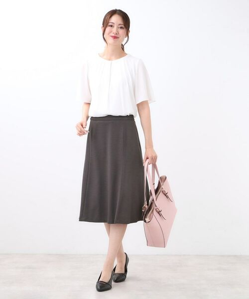 Reflect / リフレクト ミニ・ひざ丈スカート | 【匠シリーズ／すっきり細見え／セットアップ可】ソフトフレアスカート | 詳細24