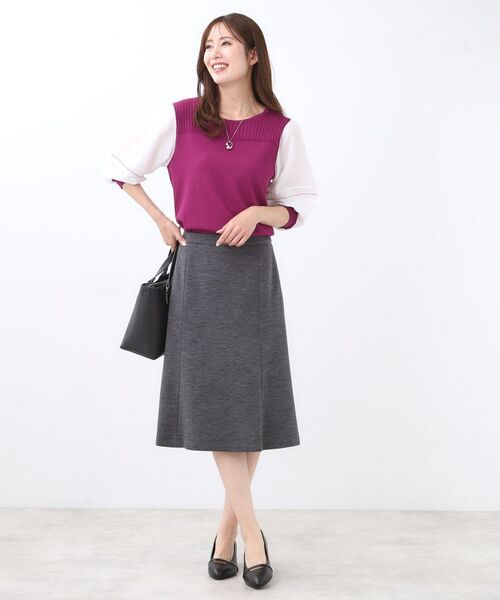 Reflect / リフレクト ミニ・ひざ丈スカート | 【匠シリーズ／すっきり細見え／セットアップ可】ソフトフレアスカート | 詳細4