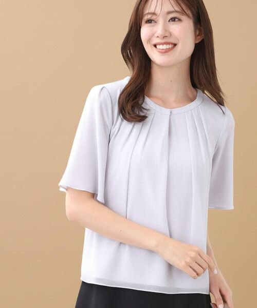 Reflect / リフレクト シャツ・ブラウス | 【一枚着で着映え◎/ジャケットのインナーにも】フロント開きブラウス(ライトグレー(011))