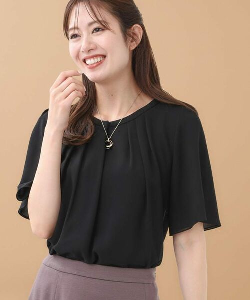 Reflect / リフレクト シャツ・ブラウス | 【一枚着で着映え◎/ジャケットのインナーにも】フロント開きブラウス(ブラック(019))