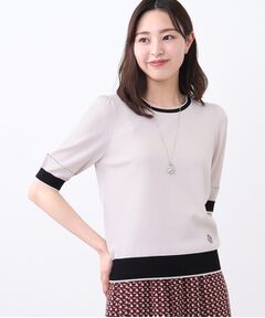 Reflect / リフレクト ニット・セーター | 【WEB先行カラーあり／手洗い可／アンサンブル可】バイカラー五分袖ニット