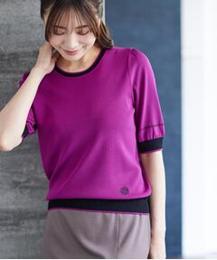 Reflect / リフレクト ニット・セーター | 【WEB先行カラーあり／手洗い可／アンサンブル可】バイカラー五分袖ニット