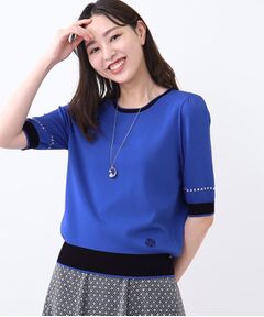 Reflect / リフレクト ニット・セーター | 【WEB先行カラーあり／手洗い可／アンサンブル可】バイカラー五分袖ニット