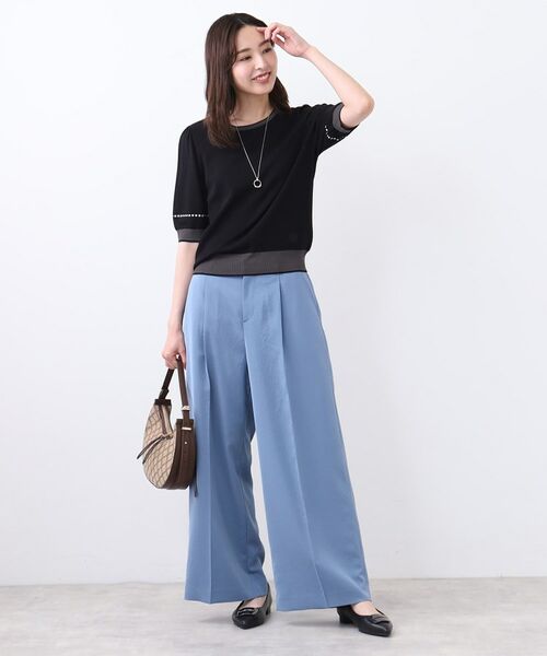 Reflect / リフレクト ニット・セーター | 【WEB先行カラーあり/手洗い可/アンサンブル可】バイカラー五分袖ニット | 詳細10