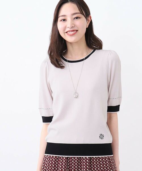 Reflect / リフレクト ニット・セーター | 【WEB先行カラーあり/手洗い可/アンサンブル可】バイカラー五分袖ニット | 詳細12