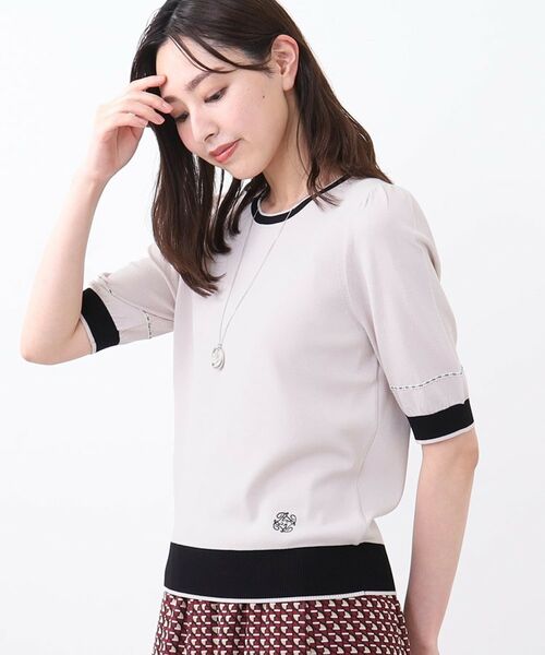 Reflect / リフレクト ニット・セーター | 【WEB先行カラーあり/手洗い可/アンサンブル可】バイカラー五分袖ニット | 詳細13