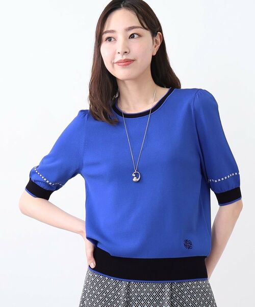 Reflect / リフレクト ニット・セーター | 【WEB先行カラーあり/手洗い可/アンサンブル可】バイカラー五分袖ニット | 詳細16