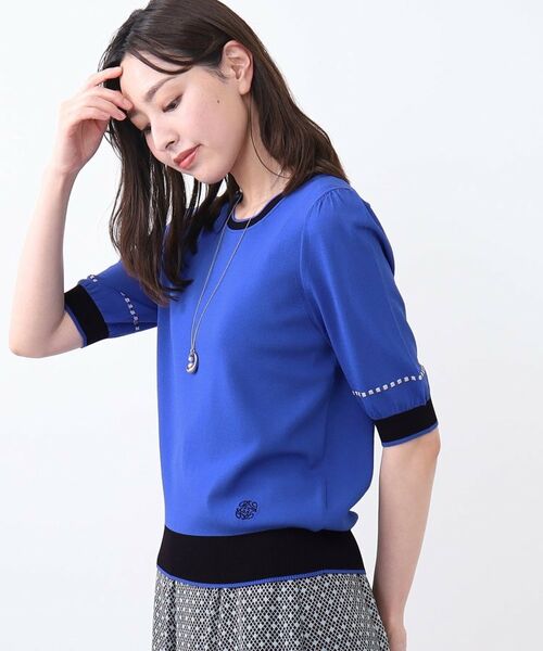 Reflect / リフレクト ニット・セーター | 【WEB先行カラーあり/手洗い可/アンサンブル可】バイカラー五分袖ニット | 詳細17