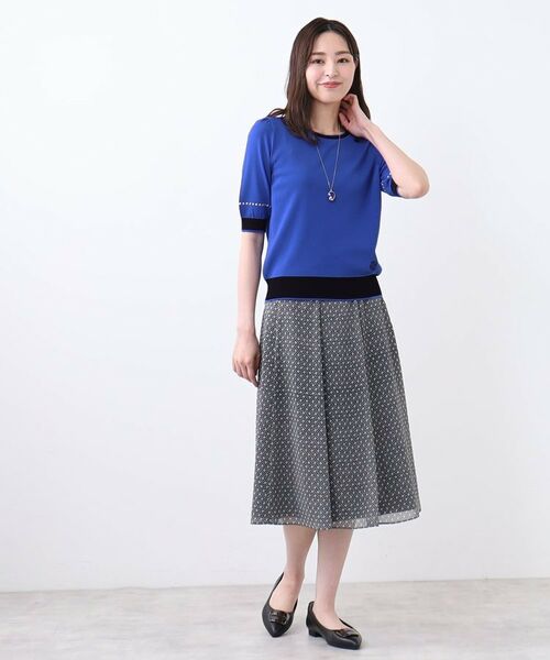 Reflect / リフレクト ニット・セーター | 【WEB先行カラーあり/手洗い可/アンサンブル可】バイカラー五分袖ニット | 詳細18