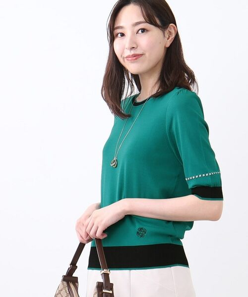 Reflect / リフレクト ニット・セーター | 【WEB先行カラーあり/手洗い可/アンサンブル可】バイカラー五分袖ニット | 詳細21