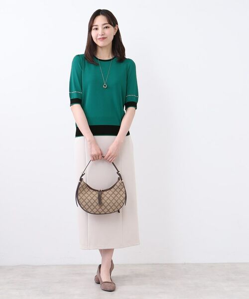 Reflect / リフレクト ニット・セーター | 【WEB先行カラーあり/手洗い可/アンサンブル可】バイカラー五分袖ニット | 詳細22