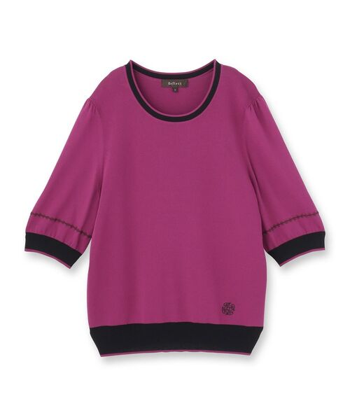 Reflect / リフレクト ニット・セーター | 【WEB先行カラーあり/手洗い可/アンサンブル可】バイカラー五分袖ニット | 詳細24