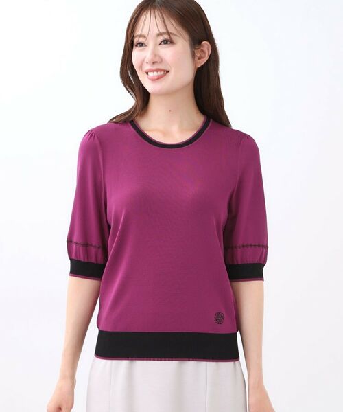 Reflect / リフレクト ニット・セーター | 【WEB先行カラーあり/手洗い可/アンサンブル可】バイカラー五分袖ニット | 詳細25