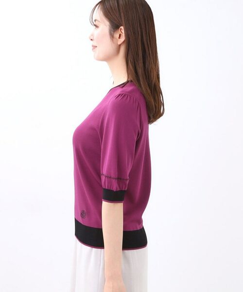 Reflect / リフレクト ニット・セーター | 【WEB先行カラーあり/手洗い可/アンサンブル可】バイカラー五分袖ニット | 詳細26