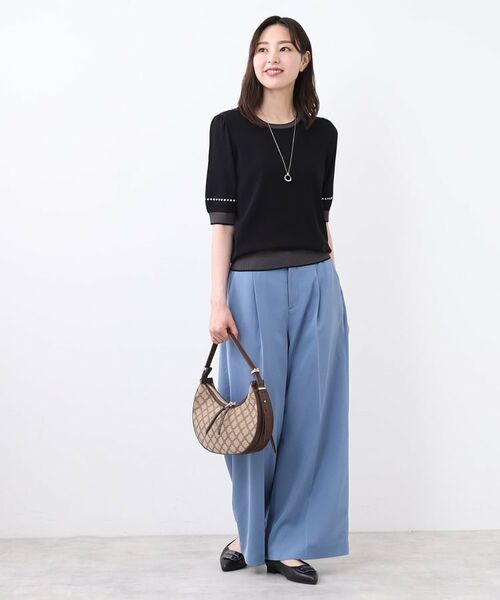 Reflect / リフレクト ニット・セーター | 【WEB先行カラーあり/手洗い可/アンサンブル可】バイカラー五分袖ニット | 詳細9