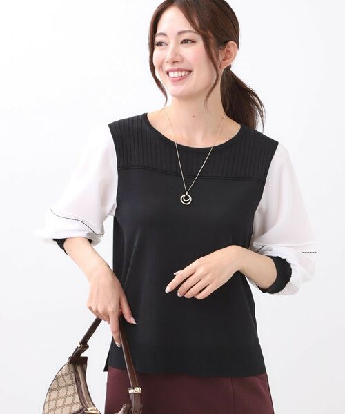 Reflect / リフレクト カットソー | 【WEB先行カラーあり/手洗い可】ジョーゼットスリーブ×ニット | 詳細13