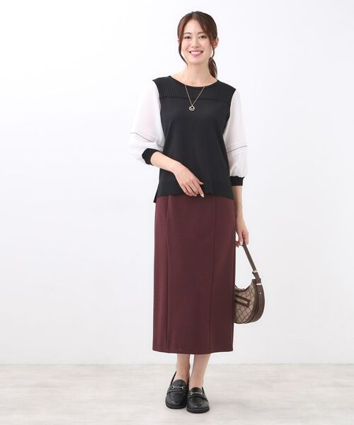 Reflect / リフレクト カットソー | 【WEB先行カラーあり/手洗い可】ジョーゼットスリーブ×ニット | 詳細15