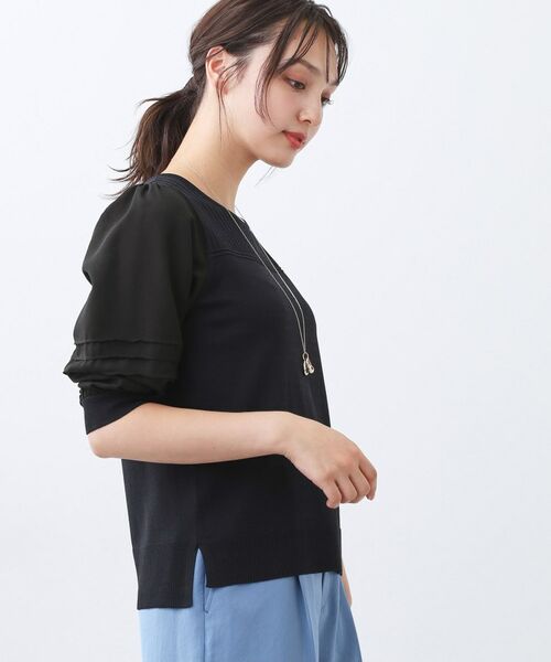 Reflect / リフレクト カットソー | 【WEB先行カラーあり/手洗い可】ジョーゼットスリーブ×ニット | 詳細18