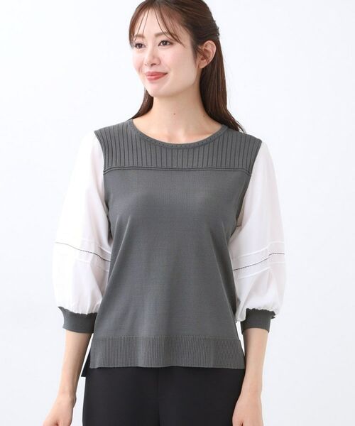 Reflect / リフレクト カットソー | 【WEB先行カラーあり/手洗い可】ジョーゼットスリーブ×ニット | 詳細22