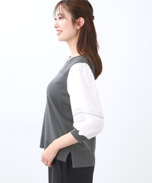 Reflect / リフレクト カットソー | 【WEB先行カラーあり/手洗い可】ジョーゼットスリーブ×ニット | 詳細23