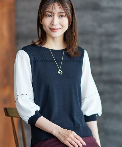 Reflect / リフレクト カットソー | 【WEB先行カラーあり/手洗い可】ジョーゼットスリーブ×ニット | 詳細28