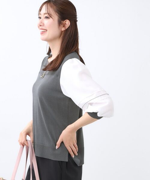 Reflect / リフレクト カットソー | 【WEB先行カラーあり/手洗い可】ジョーゼットスリーブ×ニット | 詳細5