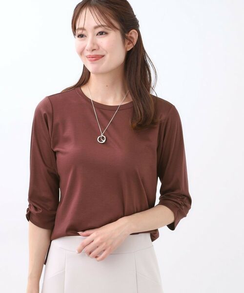 Reflect / リフレクト カットソー | 【アウターを着てもすっきり／手洗い可／インナーにおすすめ◎】六分袖プルオーバージャージ | 詳細7