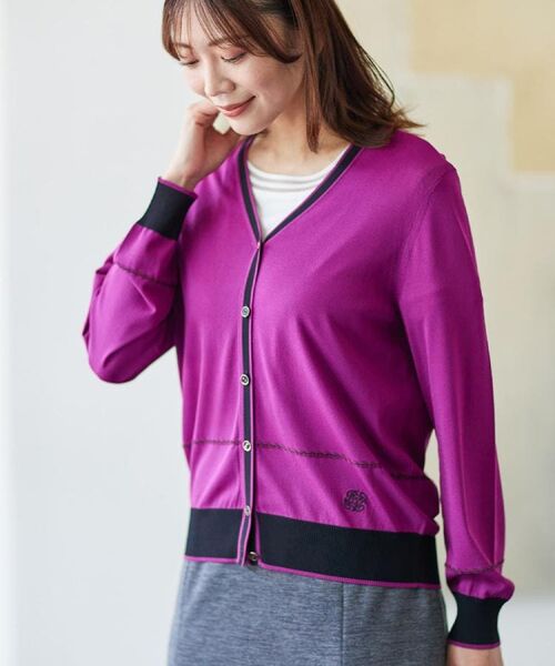 Reflect / リフレクト カーディガン・ボレロ | 【WEB先行カラーあり／手洗い可／アンサンブル可】バイカラーカーディガン | 詳細2