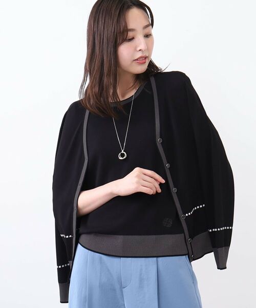 Reflect / リフレクト カーディガン・ボレロ | 【WEB先行カラーあり／手洗い可／アンサンブル可】バイカラーカーディガン | 詳細8