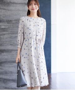 Reflect / リフレクト ミニ丈・ひざ丈ワンピース | 【ウエストリボン付き】フレアプリントワンピース