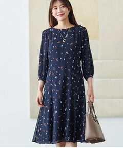 Reflect / リフレクト ミニ丈・ひざ丈ワンピース | 【ウエストリボン付き】フレアプリントワンピース