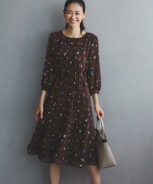 Reflect / リフレクト ミニ丈・ひざ丈ワンピース | 【ウエストリボン付き】フレアプリントワンピース | 詳細1