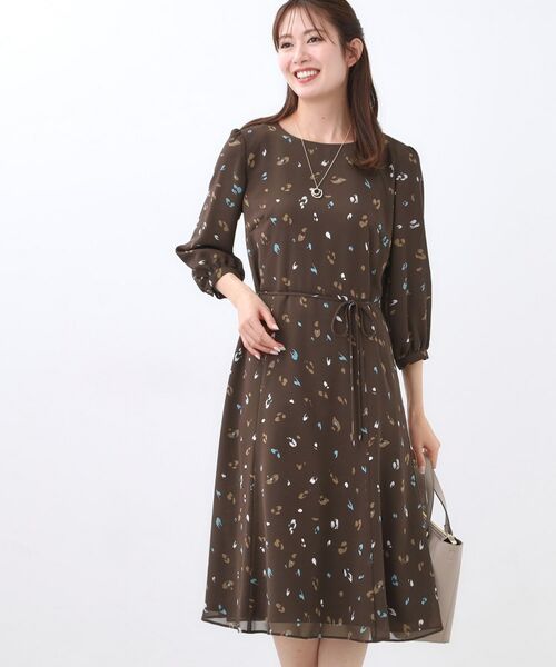 Reflect / リフレクト ミニ丈・ひざ丈ワンピース | 【ウエストリボン付き】フレアプリントワンピース | 詳細11