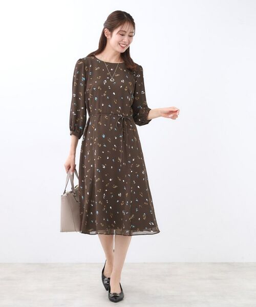 Reflect / リフレクト ミニ丈・ひざ丈ワンピース | 【ウエストリボン付き】フレアプリントワンピース | 詳細12