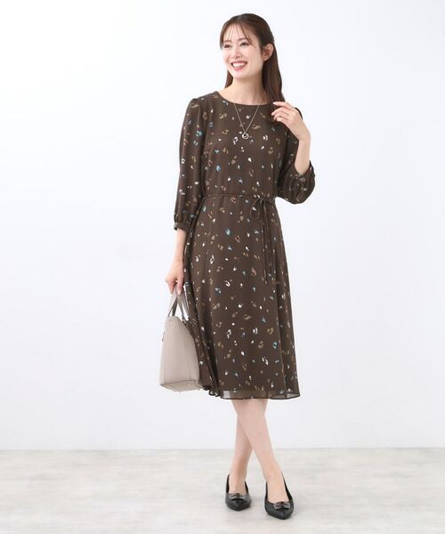 Reflect / リフレクト ミニ丈・ひざ丈ワンピース | 【ウエストリボン付き】フレアプリントワンピース | 詳細13