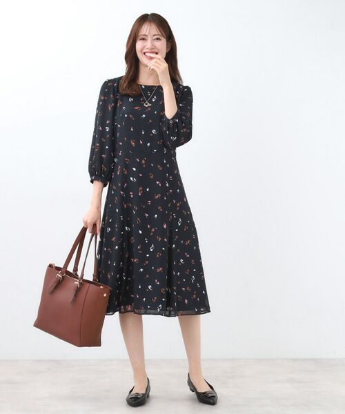 Reflect / リフレクト ミニ丈・ひざ丈ワンピース | 【ウエストリボン付き】フレアプリントワンピース | 詳細8