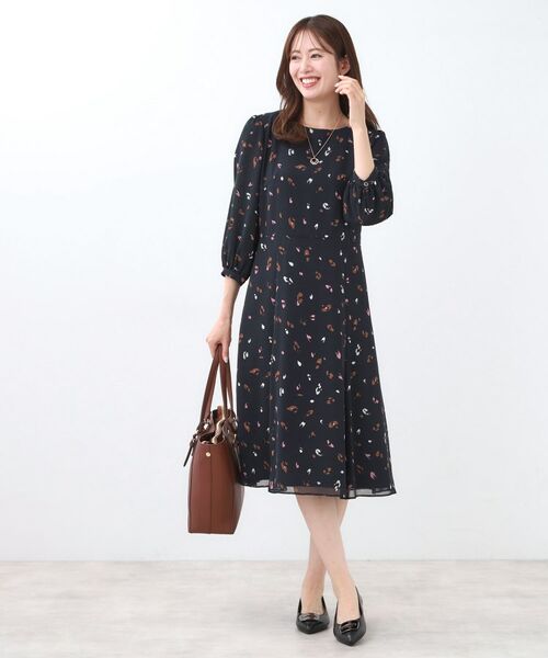 Reflect / リフレクト ミニ丈・ひざ丈ワンピース | 【ウエストリボン付き】フレアプリントワンピース | 詳細9