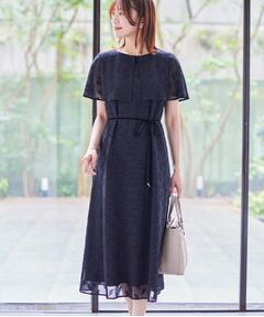 Reflect / リフレクト ロング・マキシ丈ワンピース | 【撥水／二の腕カバー／付属リボン付き】ケープデザインノースリーブワンピース