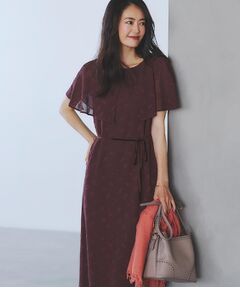 Reflect / リフレクト ロング・マキシ丈ワンピース | 【撥水／二の腕カバー／付属リボン付き】ケープデザインノースリーブワンピース