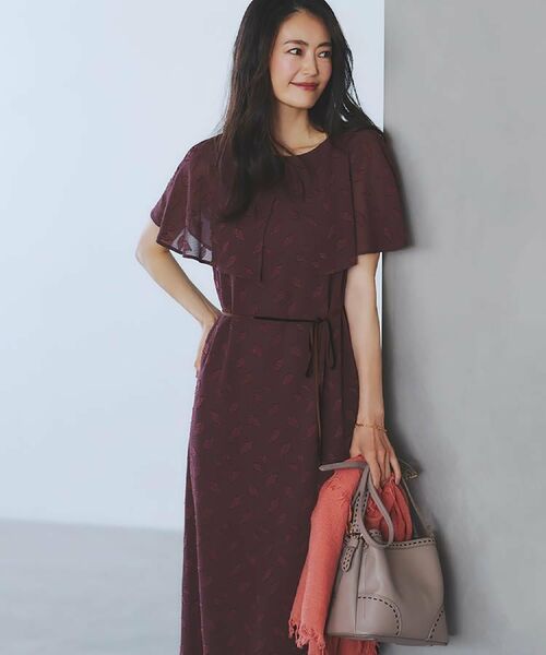 Reflect / リフレクト ロング・マキシ丈ワンピース | 【撥水/二の腕カバー/付属リボン付き】ケープデザインノースリーブワンピース | 詳細1