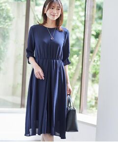 最終値下げ！美品！reflect リフレクト　総柄　ワンピース　アイボリー　7 RICORD｜ボウタイ付きフレアワンピース
