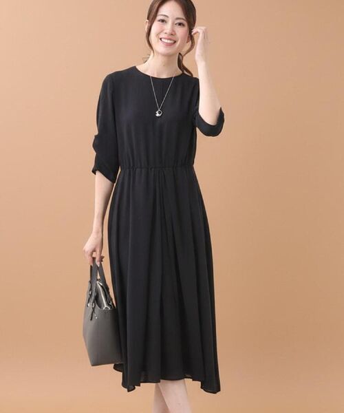 Reflect / リフレクト ロング・マキシ丈ワンピース | 【吸水速乾/防しわ】シルキープリーツワンピース(ブラック(019))